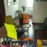 Stay in my place. Help decorate or help teach english